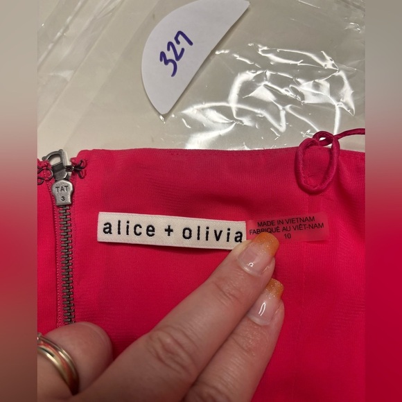 Alice and Olivia Andalasia Sleeveless Flounce-Hem Mini Dress Size 10 Pink - Picture 9 of 10